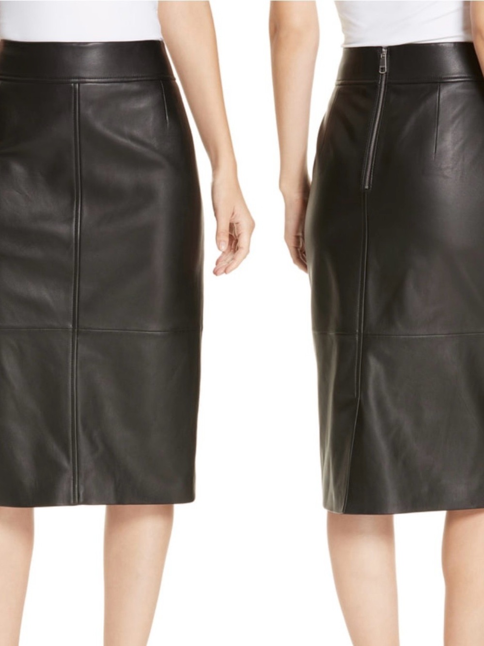 NWT- Black Leather Pencil Skirt